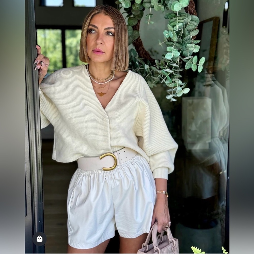 NWT Pinch Faux Leather Shorts- Cream